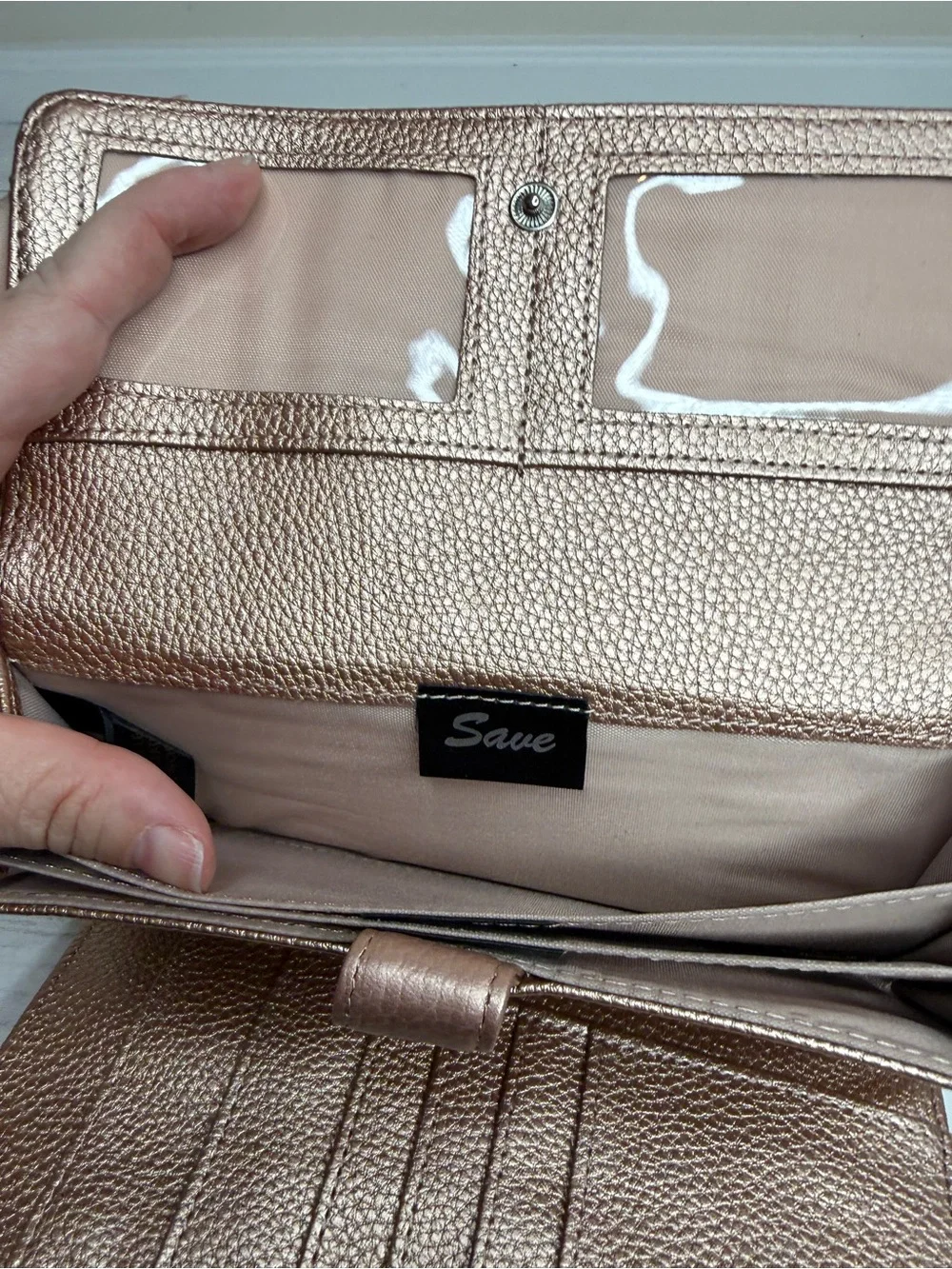 GB Metallic Rose Gold Fold-Over Wallet
